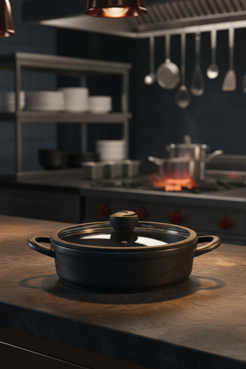 Bernardo Arista 5 Piece Ceramic Cast Iron Cookware Set Black (Made in Turkey) - Image 2